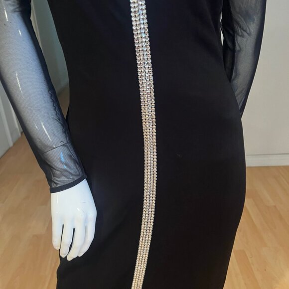 VINTAGE NICOLE BAKTI JERSEY RHINESTONE EMBELLISHED GOWN SIZE L LARGE - Picture 4 of 12